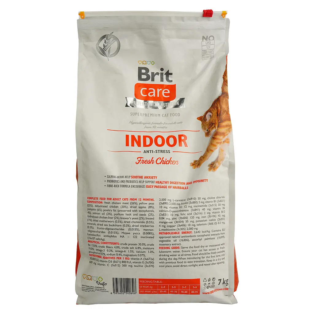 Сухой корм для котов, живущих в помещении Brit Care Cat GF Indoor Anti-stress с курицей 7 кг - фото 4