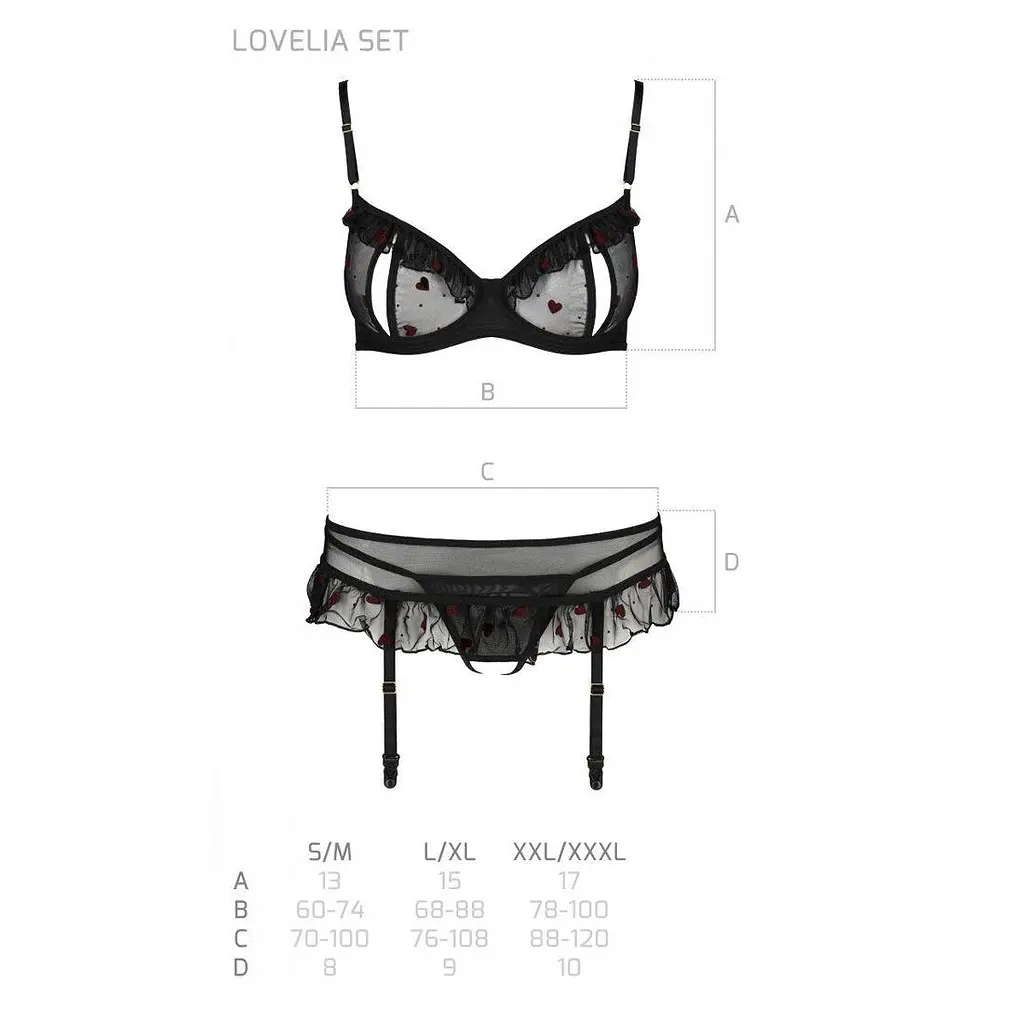 Сексуальный комплект с поясом для чулок Passion LOVELIA Set black L/XL - фото 7