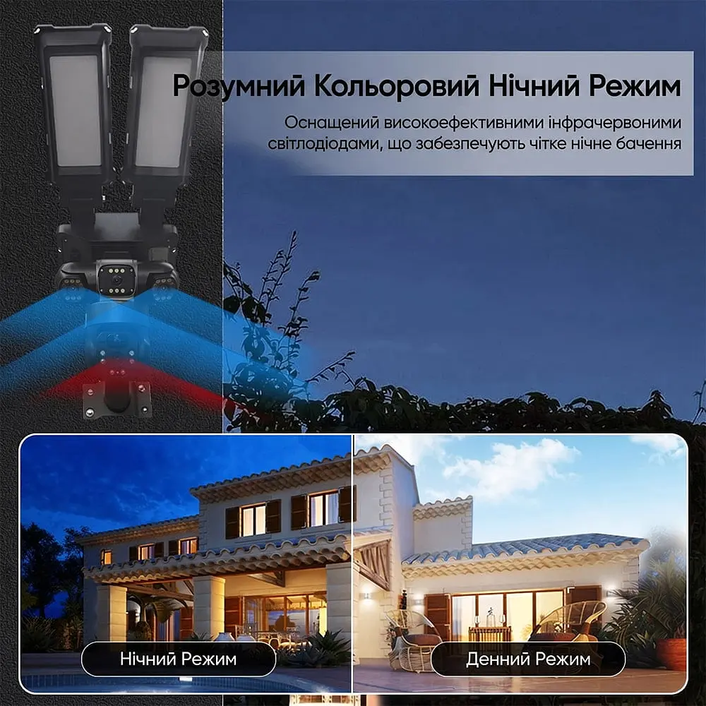 IP PTZ-відеокамера автономна з WiFi, прожектором та сонячною панеллю 3Mp+3Mp+3Mp Light Vision VLC-1223WIL/3C (Lamp+Solar) f=4mm, на акумуляторних батареях (75-00338) - фото 14