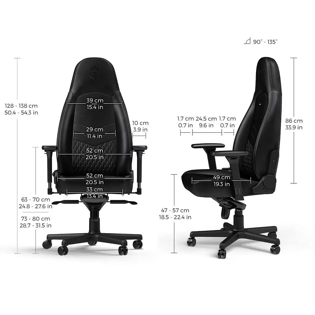 Геймерське крісло Noblechairs ICON Real Leather Black - фото 11