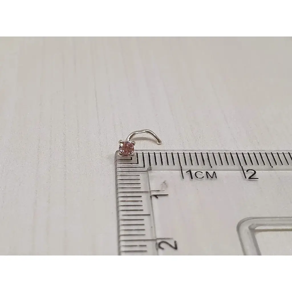 Серебряная серьга-пирсинг в нос Dear. 1017.2С Розовый (светлый) - фото 4