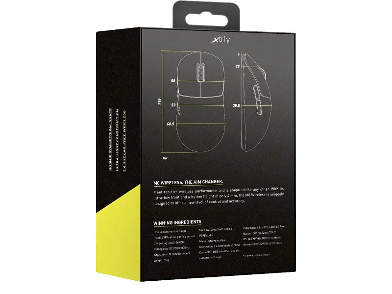 Миша Xtrfy M8 Wireless Black (M8W-RGB-BLACK) - фото 10