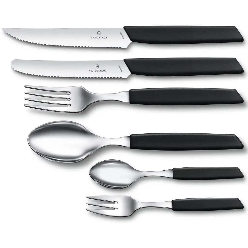 Кухонний ніж Victorinox Swiss Modern Tomato&Sausage 11см закругл.нос, хвил. з черн. ручкою - фото 3