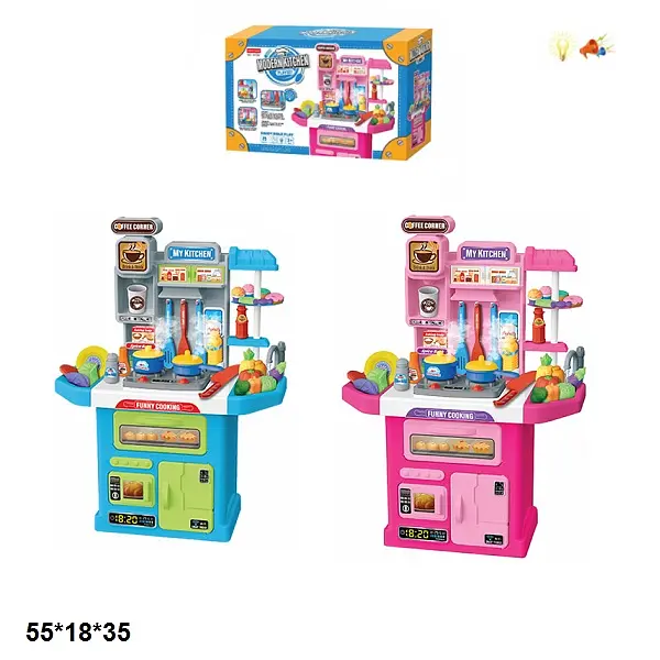 Кухня с посудой музыка свет пар течет вода (в ассортименте) 1AT05/1AT04 - фото 2