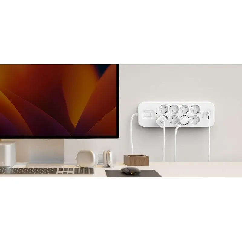 Підовжувач-фільтр Belkin мережевий 8хТип F, 3x1.5 мм кв, 16 А, USB-A/USB-C 18 Вт, з захистом від перенапруги, 2 м, білий - фото 7