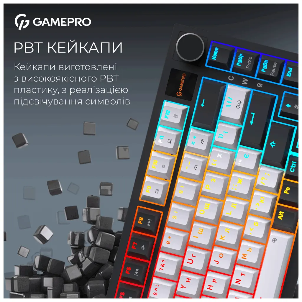 Клавіатура GamePro Asgard Valhalla Pro MK160B-D-Pro Rainy Switch Wireless/Bluetooth/USB UA Black (MK160B-D-Pro) - фото 6
