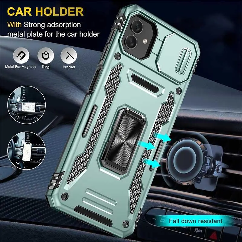 Чехол ударопрочный Epik Camshield Army Ring для Samsung Galaxy A07 Зеленый/Light Green - фото 3