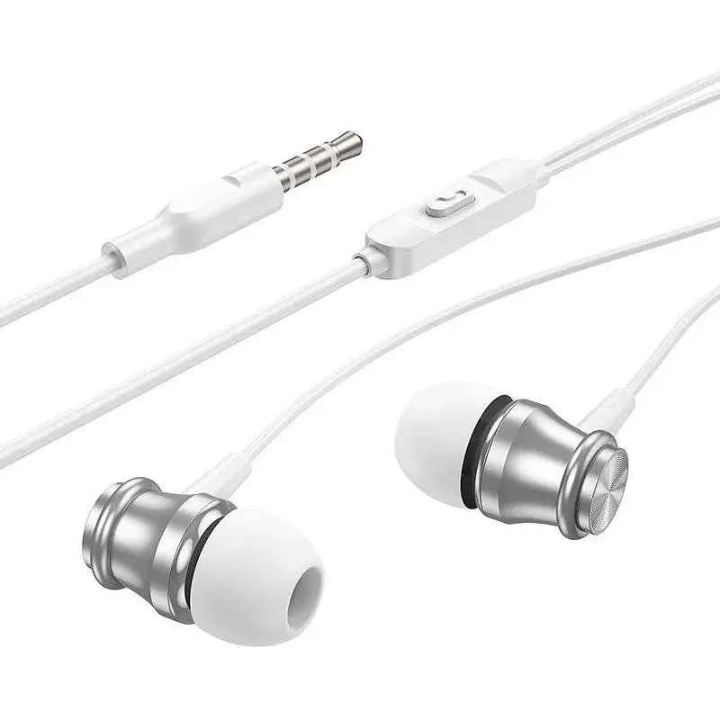 Наушники Borofone Platinum metal universal earphones with microphone BM75 белые - фото 4