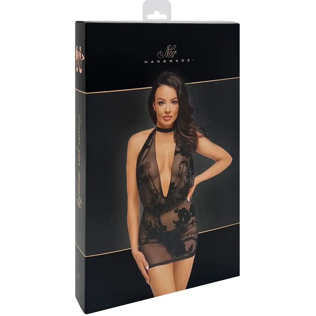 Сукня Noir Handmade F313 Mythos Mini fLocked mesh dress With jewelry rhinestOne chain - S - фото 7