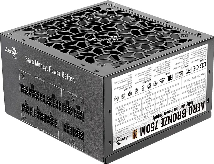 Блок живлення AeroCool Aero Bronze 750M Fully Modular 750W [ACPB-AR75AEC.1M] [100089] - фото 2