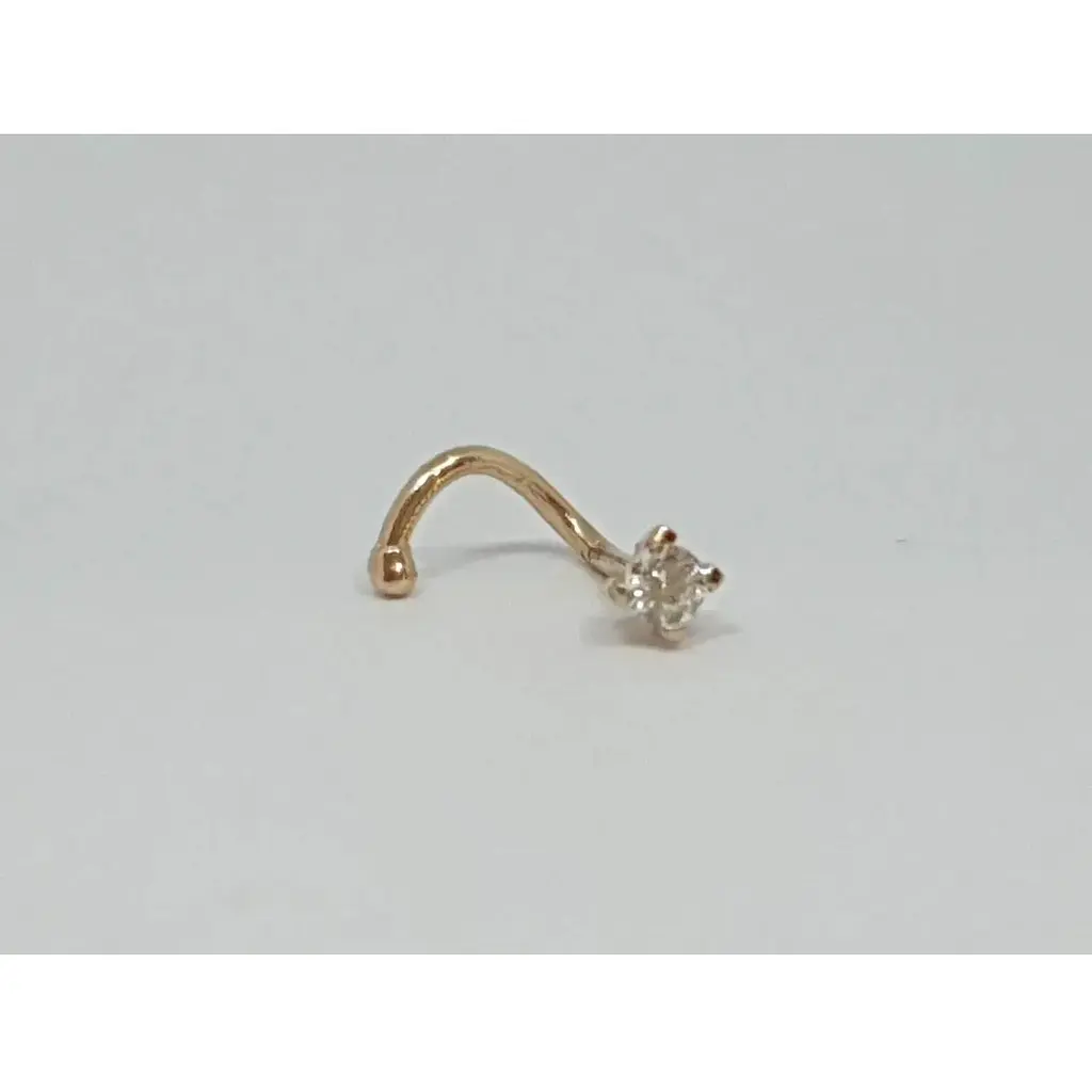 Золотая серьга-пирсинг Favoritum в нос с фианитом. 311130 - фото 2