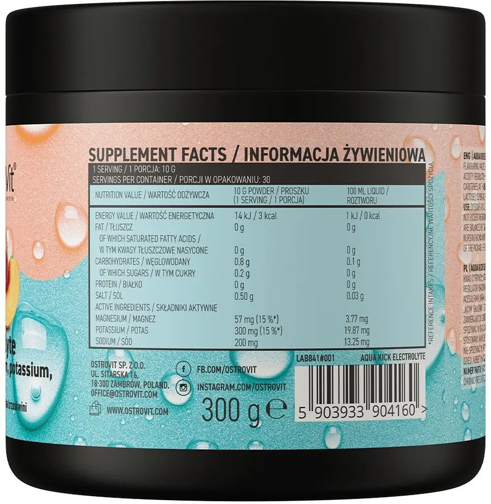 Електроліти OstroVit Aqua Kick Electrolyte, 300 грам для підтримки водно-електролітного балансу - фото 2