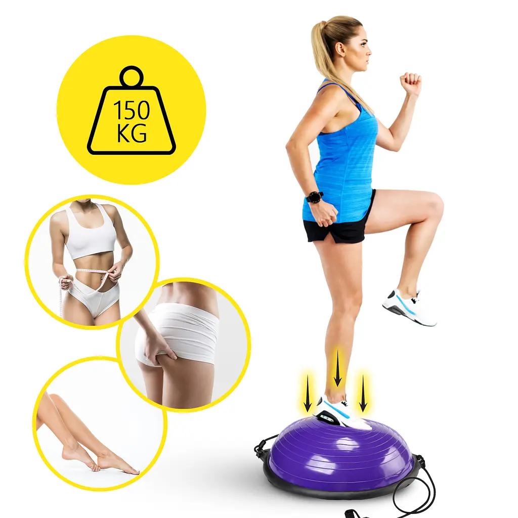 Балансувальна платформа (півсфера) Cornix Bosu Ball 58 см з еспандерами Violet XR-0454 - фото 6