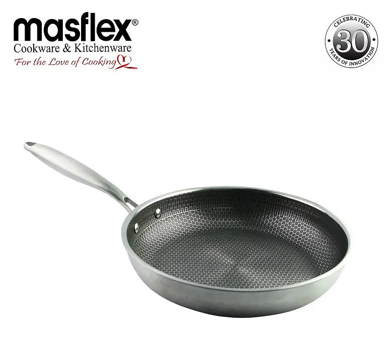 Індукційна сковорода з нержавіючої сталі Masflex Honeycomb SS-P30 28 см антипригарне покриття у вигляді сот - фото 3