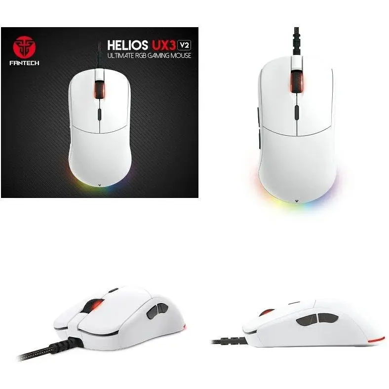 Игровая мышь Fantech UX-3 V2 HELIOS PixArt 3389, 400IPS, 50G, 1600DPI White - фото 2