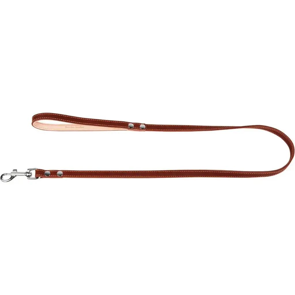 Повідець подвійний Collar, шкіра, з прошивкою, 122х1,4 см, коричневий - фото 2