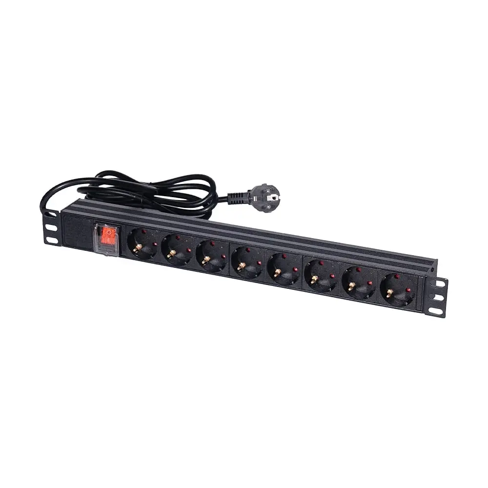 Блок розеток NVC-PDU/8M-16А Black для комутаційної шафи 19" на 8 розеток, з вимикачем (25-00073) - фото 4