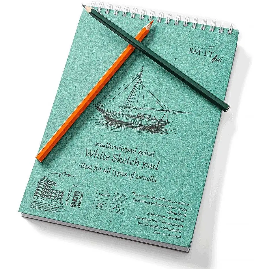 Альбом для эскизов на спирали SM-LT Art Authentic 90г/м2 70л белый цвет - фото 3