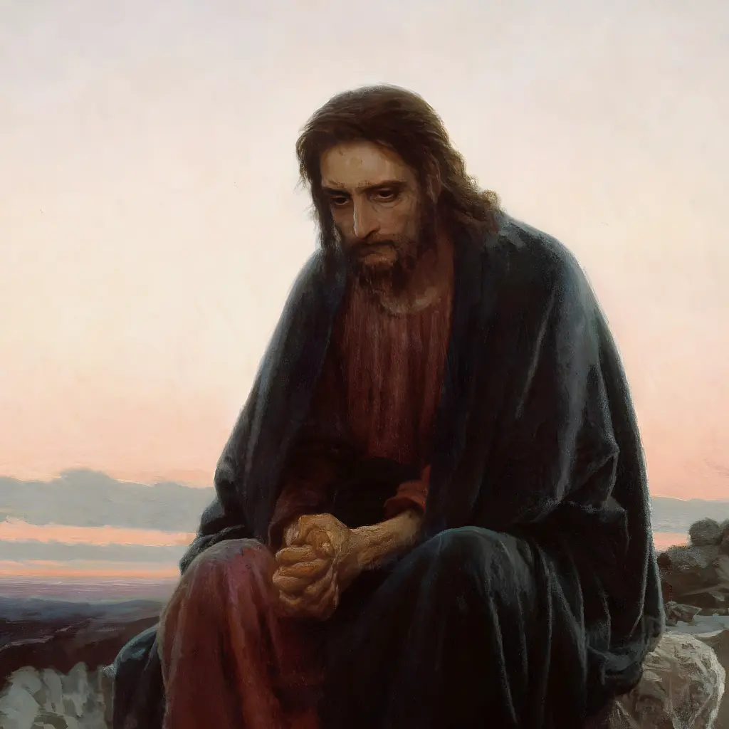 Інтер'єрна картина Христос у пустелі, Іван Крамськой, Ivan Kramskoy, Christ in the Wilderness, християнський живопис, 48×60 см (id6670) - фото 5