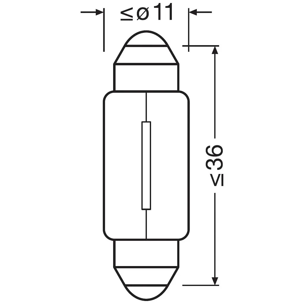 Комплект вказівних ламп розжарювання OSRAM 6418-2BL C5W 36mm 12V SV8.5-8 Blister (2 шт) - фото 3