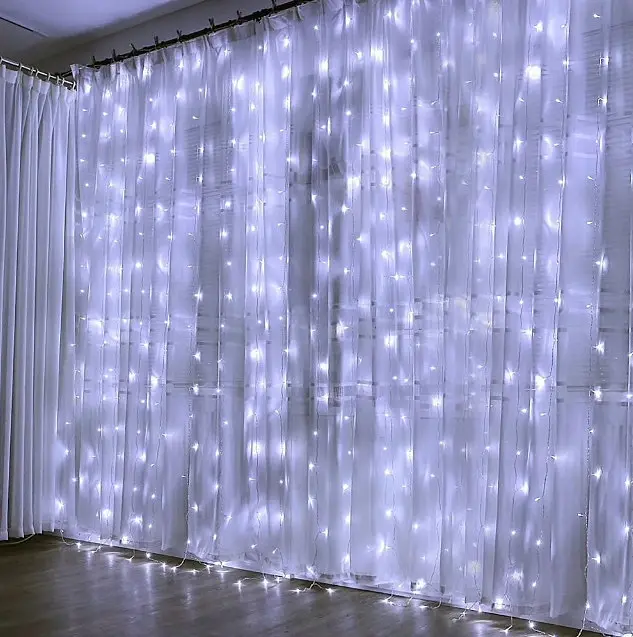 Гірлянда штора Водоспад 3х2.6 м 320 LED (прозорий шнур з перехідником) Білий світ - фото 2