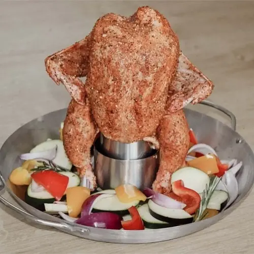 Стойка для курицы Santos с перфорированным поддоном нержавеющая сталь Ø 30 см (866) - фото 8