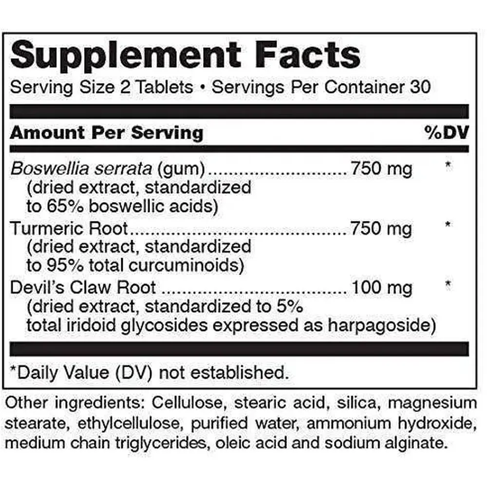 Босвелия и куркумин Douglas Laboratories Boswellia-Turmeric комплекс для восстановления суставов и мышц 60 таблеток - фото 2
