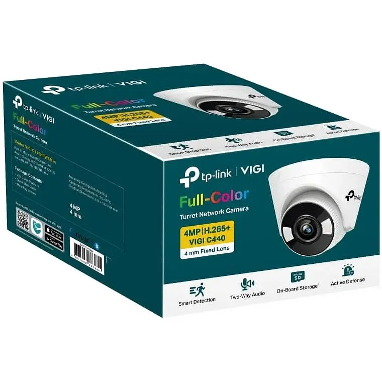IP-камера TP-Link VIGI C440-2.8, PoE, 4Мп, 2.8мм, H265+, IP66, Turret, цветное ночное видение, внутренняя - фото 2