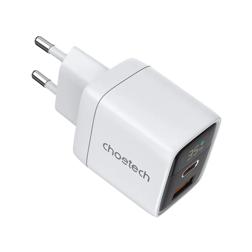 Мережевий зарядний пристрій Choetech PD6052 PD35W GAN A+C White (43-00128) - фото 2