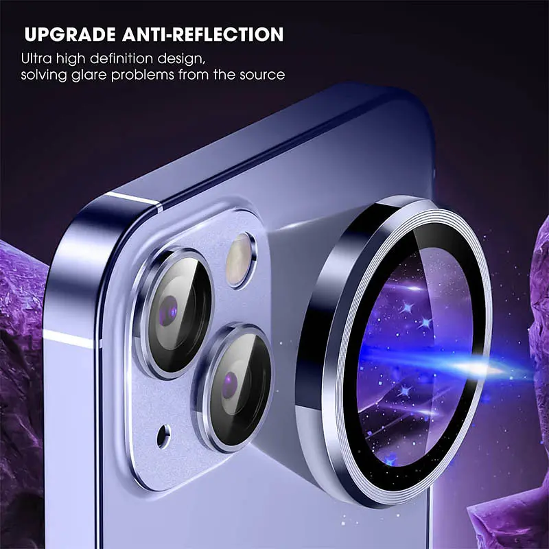 Защитное стекло Metal Classic на камеру (в упак.) для Apple iPhone 15 (6.1) / 15 Plus (6.7) Голубой / Light Blue - фото 5