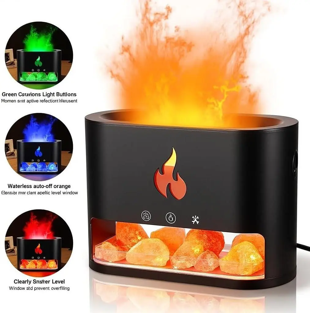 Багатофункціональна лампа-аромадифузор Docsal Flame з LED-підсвічуванням ∙ Лампа-зволожувач повітря Docsal Flame 3в1 - фото 2