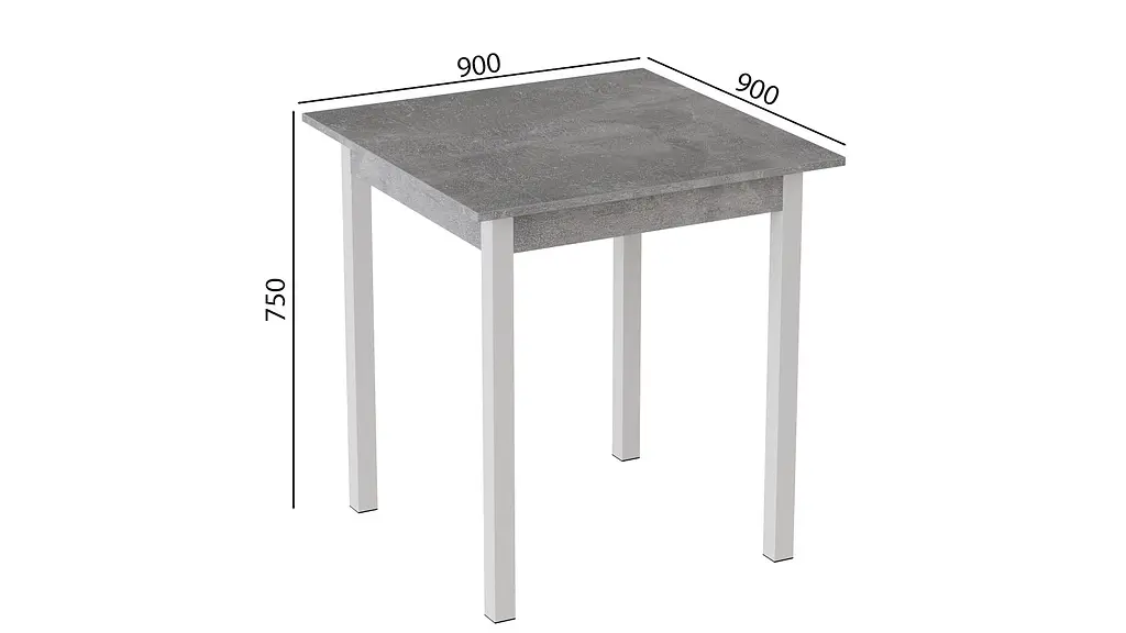 Стіл кухонний Ferrum-decor Дієго 75x90x90 Білий ДСП Бетон 16мм (FRD-105579) - фото 3