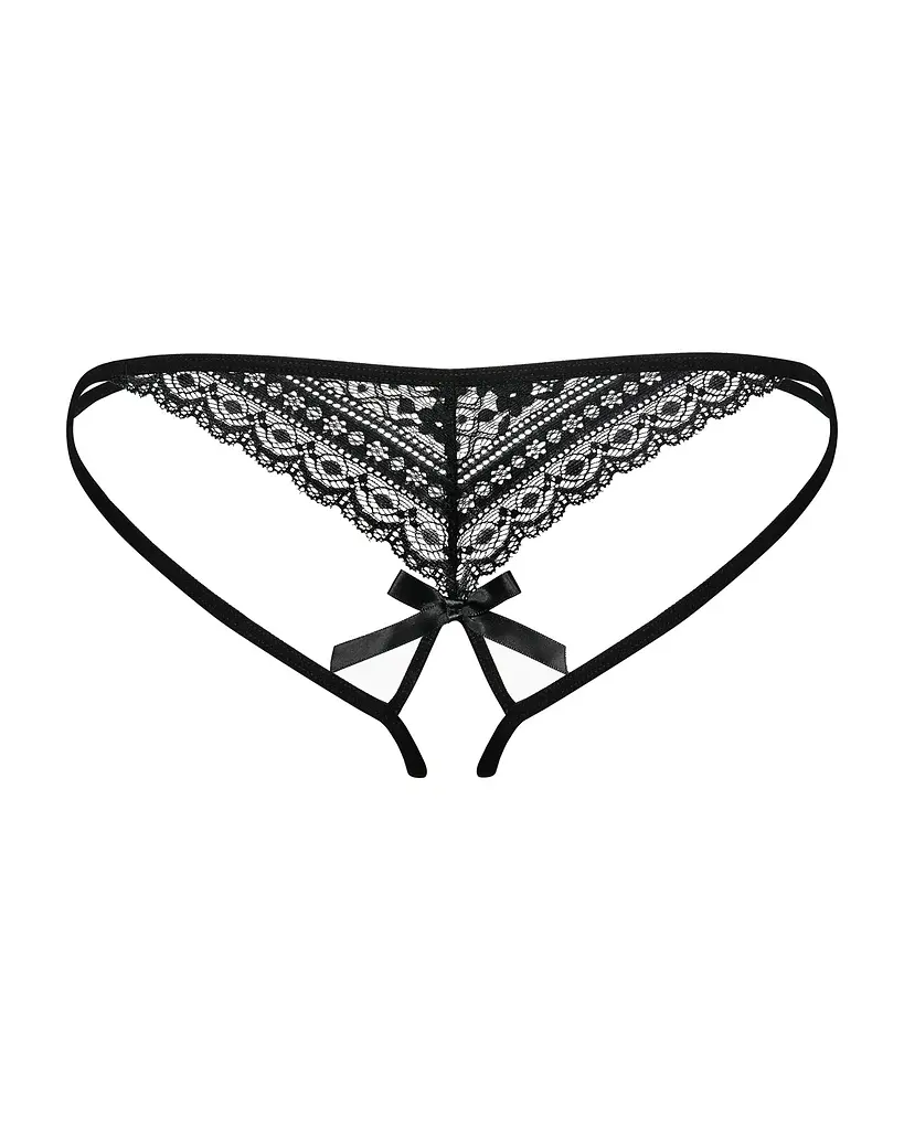 Жіночі стрінги Obsessive Picantina Crotchless Thong Black L/XL - фото 2