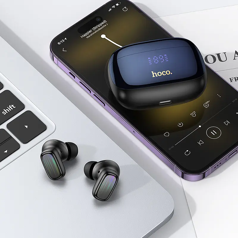 Бездротові навушники Hoco EQ20 Rhyme true wireless ANC+ENC noise reduction BT headset, BT5.4, 40mAh, 400mAh, 6-7h, black - фото 5