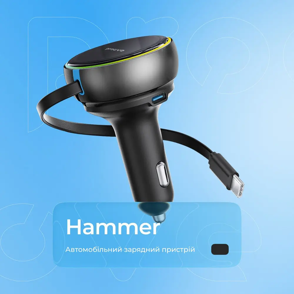 АЗП Proove Hammer 81W (Type-C + USB) + Retractable Type-C Cable - фото 10