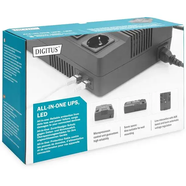 Источник бесперебойного питания Digitus All-in-One, 600VA/360W, LED, 4xSchuko/3xC13, RJ45, USB - фото 3