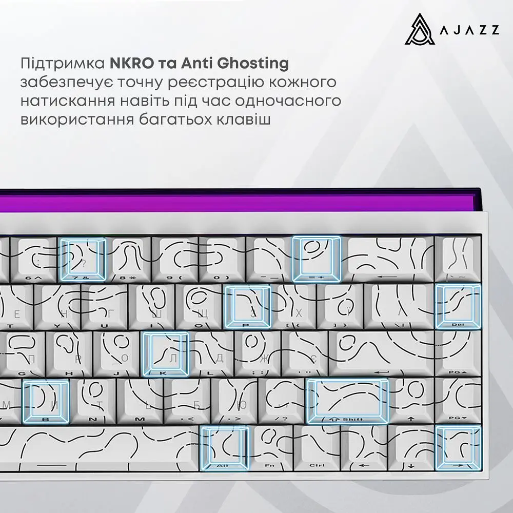 Клавіатура Ajazz NK68 Red Switch White USB-C (NK68-R-S-W) - фото 8