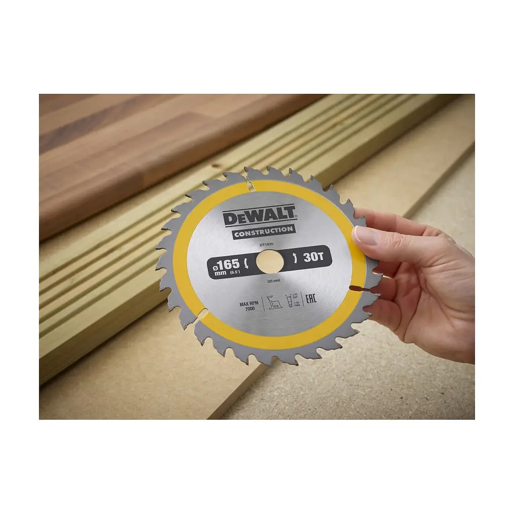 Диск пиляльний DeWALT CONSTRUCTION, 165х20 мм, 30z (ATB), 10 гр. (DT1935) - фото 3
