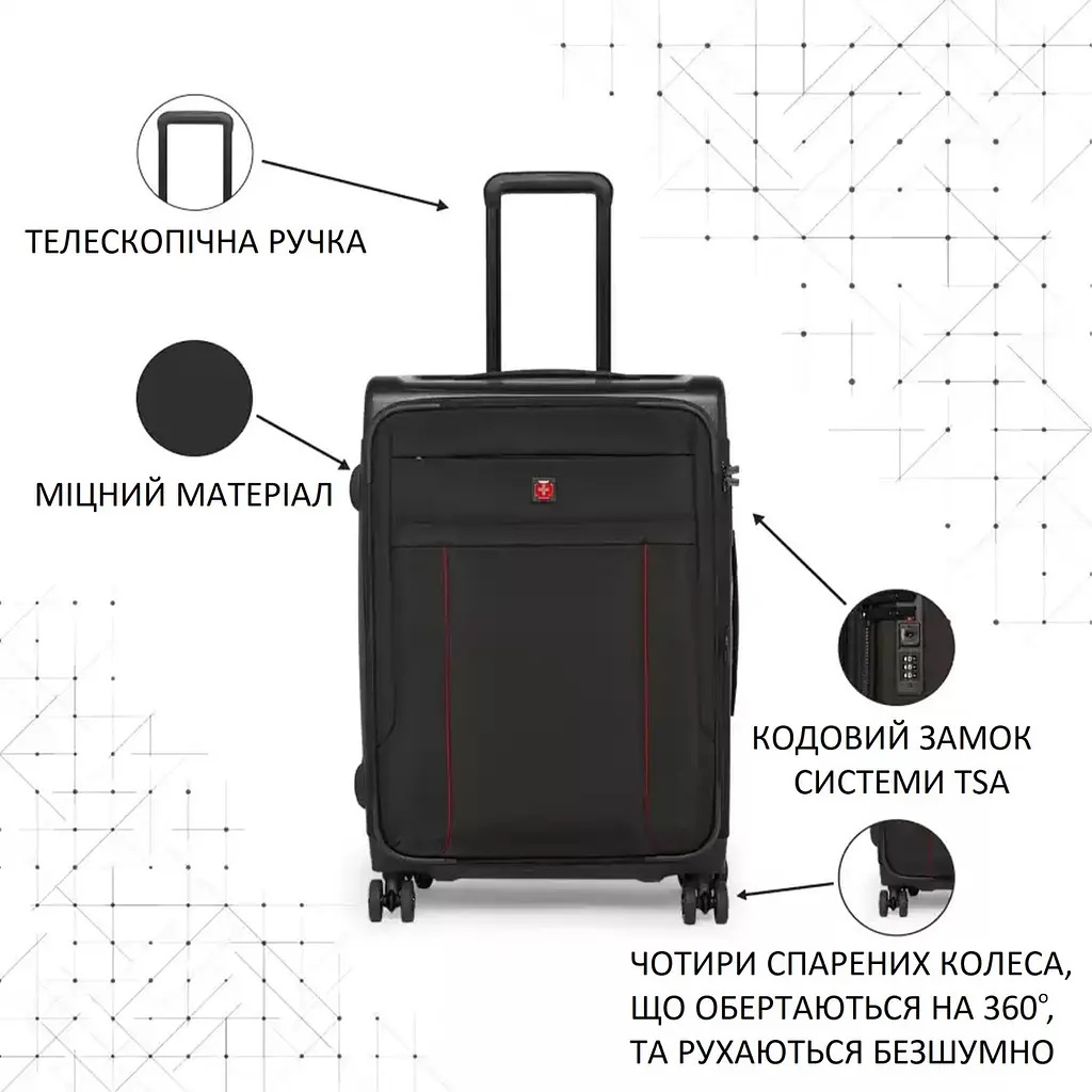 Чемодан Swissbrand Perth (S) Black (SWB_LYPER001S), Черный, Черный - фото 6