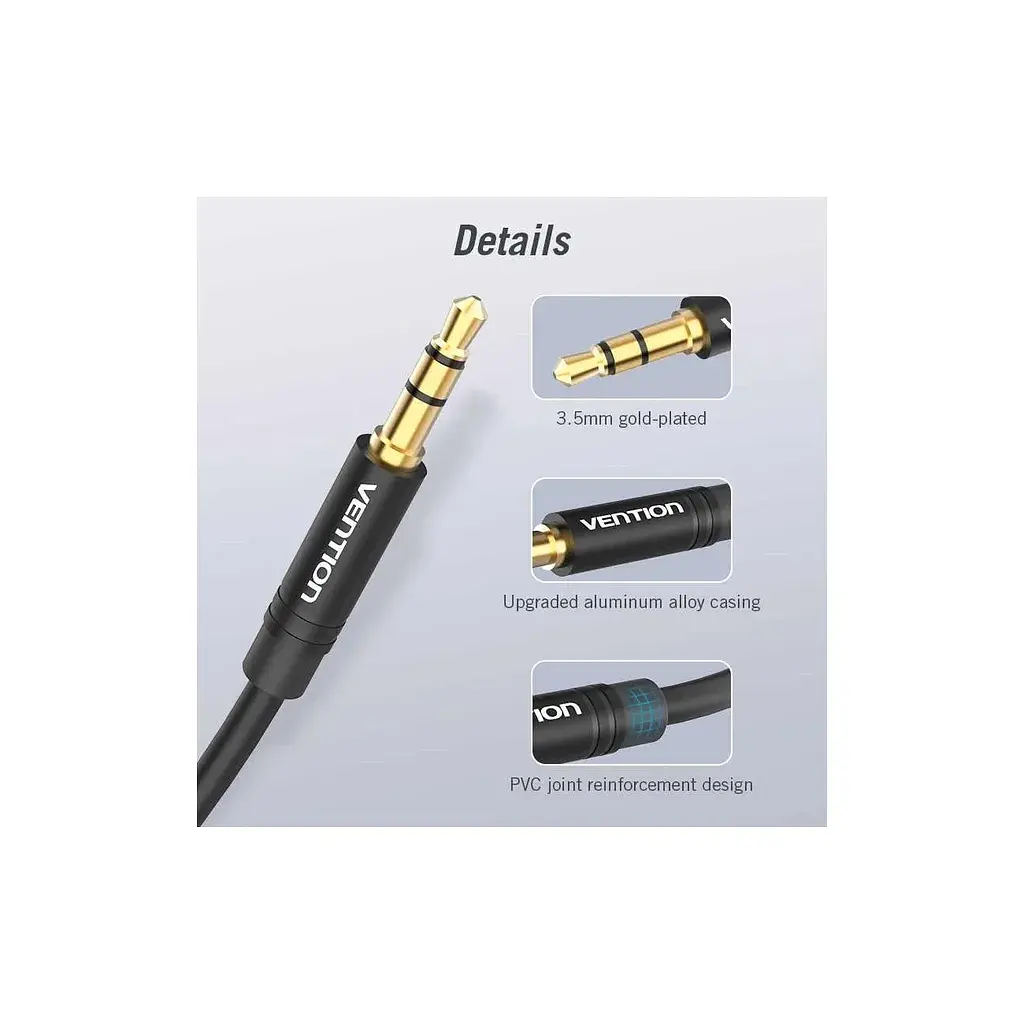 Кабель мультимедійний 3.5mm M to 2x3.5mm F 0.3m black Vention (BBWBY) - фото 2