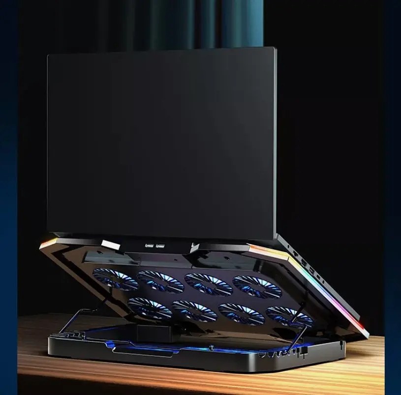 Охолоджувальна підставка для ноутбука до 17.3 дюймів Ice Coorel K-10 8xfans 2xUSB LCD RGB - фото 7
