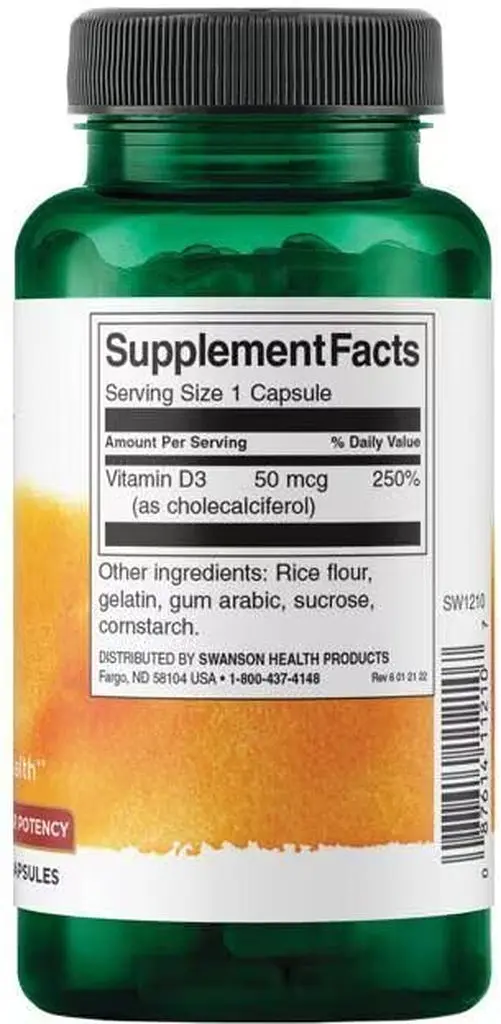 Вітаміни та мінерали Swanson Vitamin D3 2000 IU High Potency, 250 капсул - фото 2