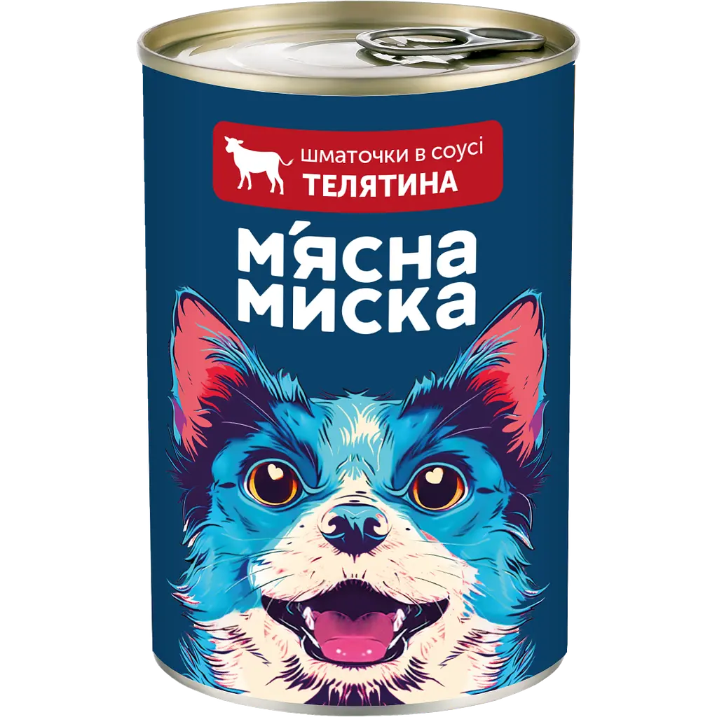 Набір вологого корму для собак М'ясна миска, шматочки в соусі з телятиною 8 шт x 415 г - фото 2