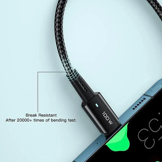 Кабель Essager Sunset  USB Type C x USB Type C 100W 1m Black (EXCTT1-CG01) - фото 6