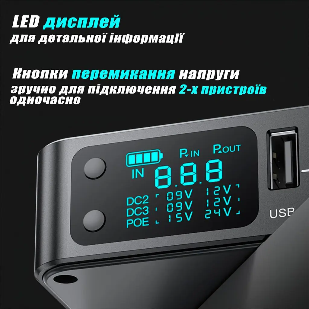 Безперебійник для роутера mini UPS Skazeke 18000mAh 24W DC 5V 9V 12V 2A міні ДБЖ повербанк для модему камери ONU GEPON 12V 9V 2A - фото 2