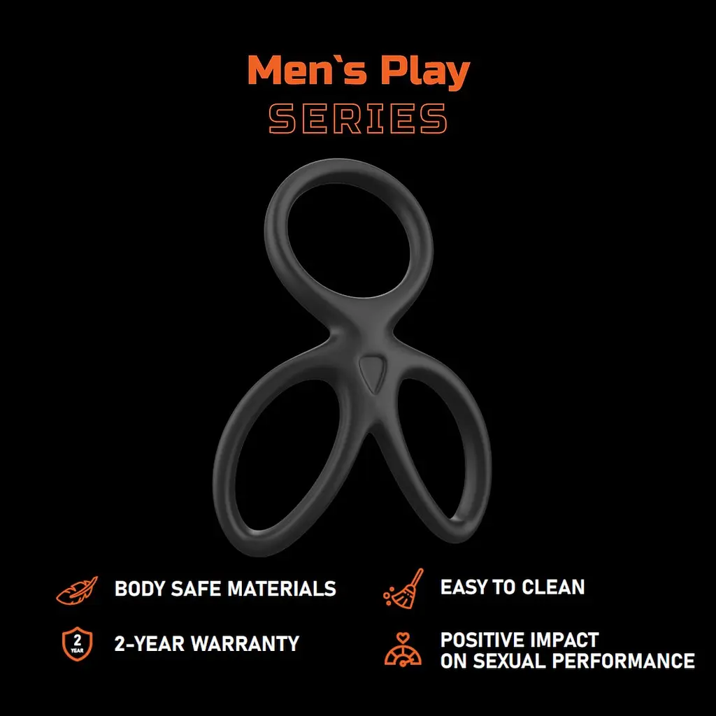 Ерекційне кільце Triple Silicone чорне - фото 2