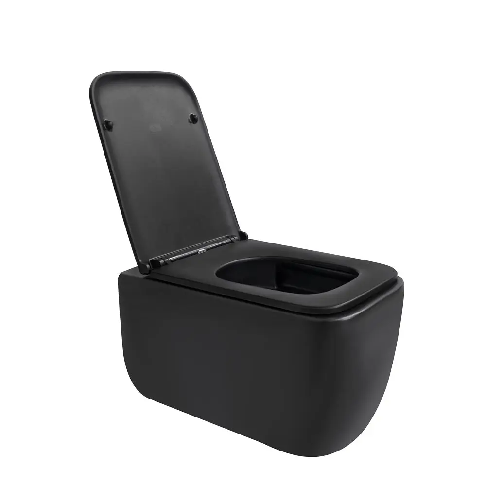 Унитаз подвесной Qtap Gemini безободковый с сиденьем Soft-close QT2533076EUQMB, Черный матовый - фото 4