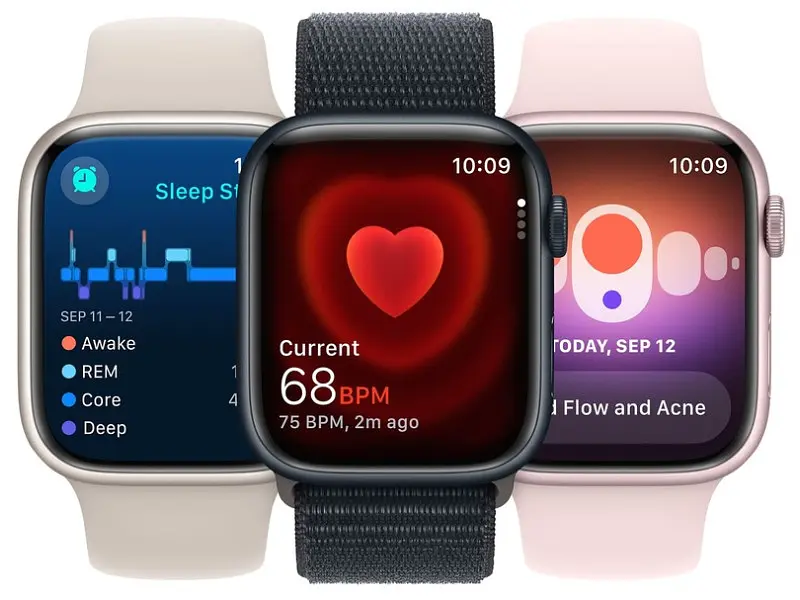 Смарт-годинник Apple Watch Series 9 GPS 41mm Silver Alu. Case w. Storm Blue S. Band - M/L (MR913) - фото 7
