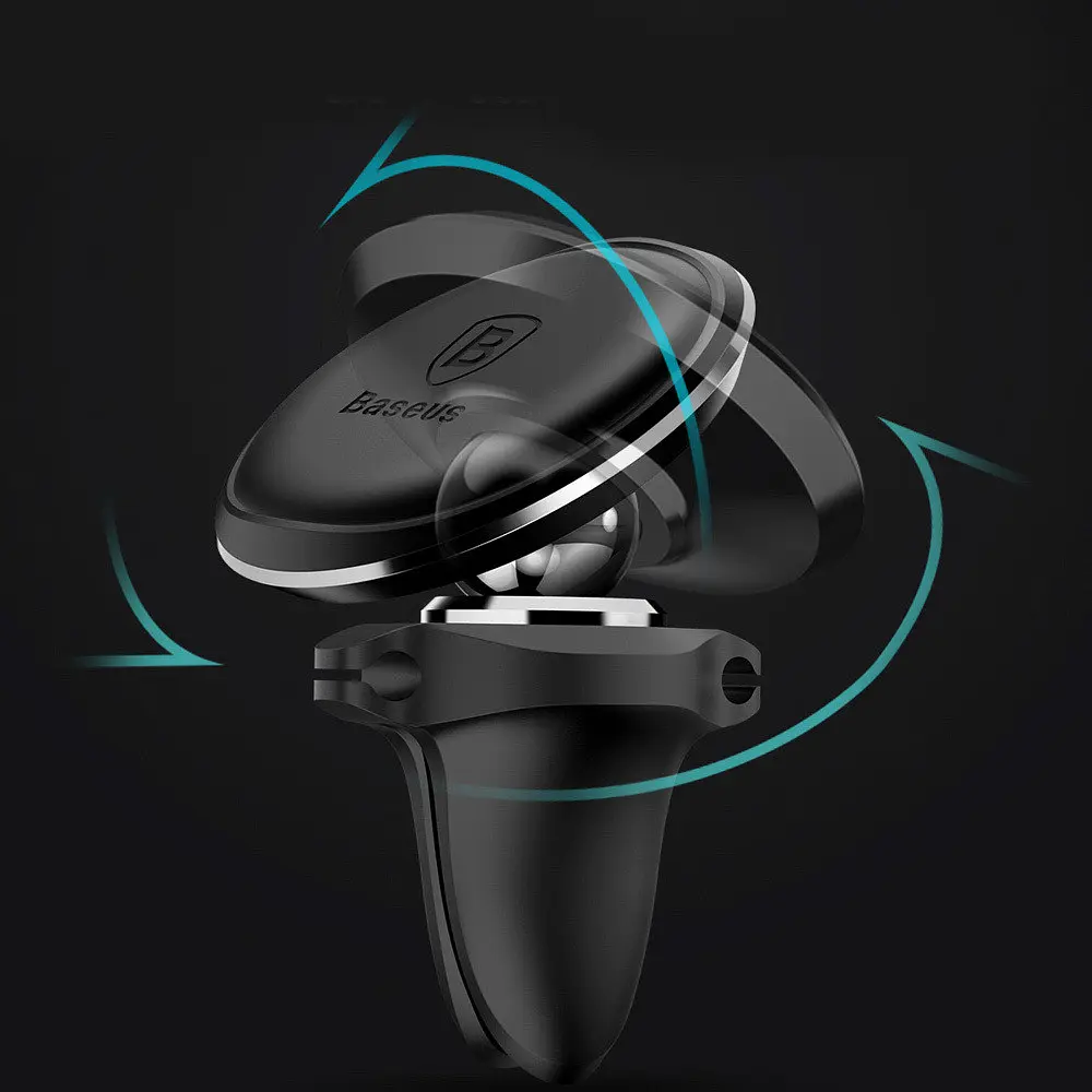 Магнітний автотримач для телефону Baseus Magnetic Air Vent Car Mount SUGX-A01 Чорний (5485400701) - фото 7