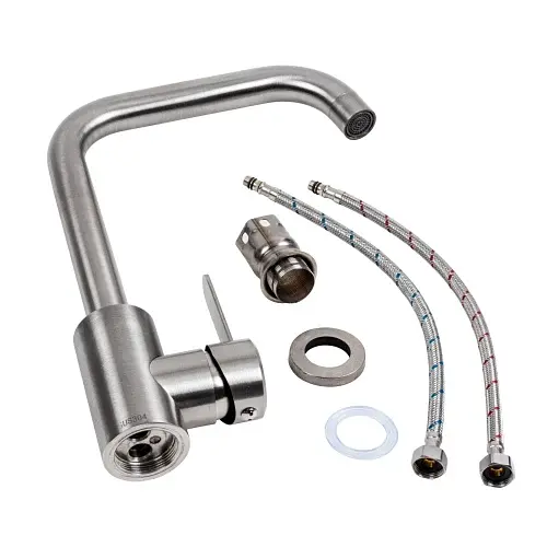 Змішувач кухонний Platinum KT 11 3008B-FH поворотний одноважільний з нержавіючої сталі сірий (000032607) - фото 2